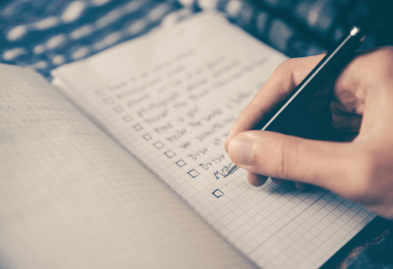 A checklist in a diary