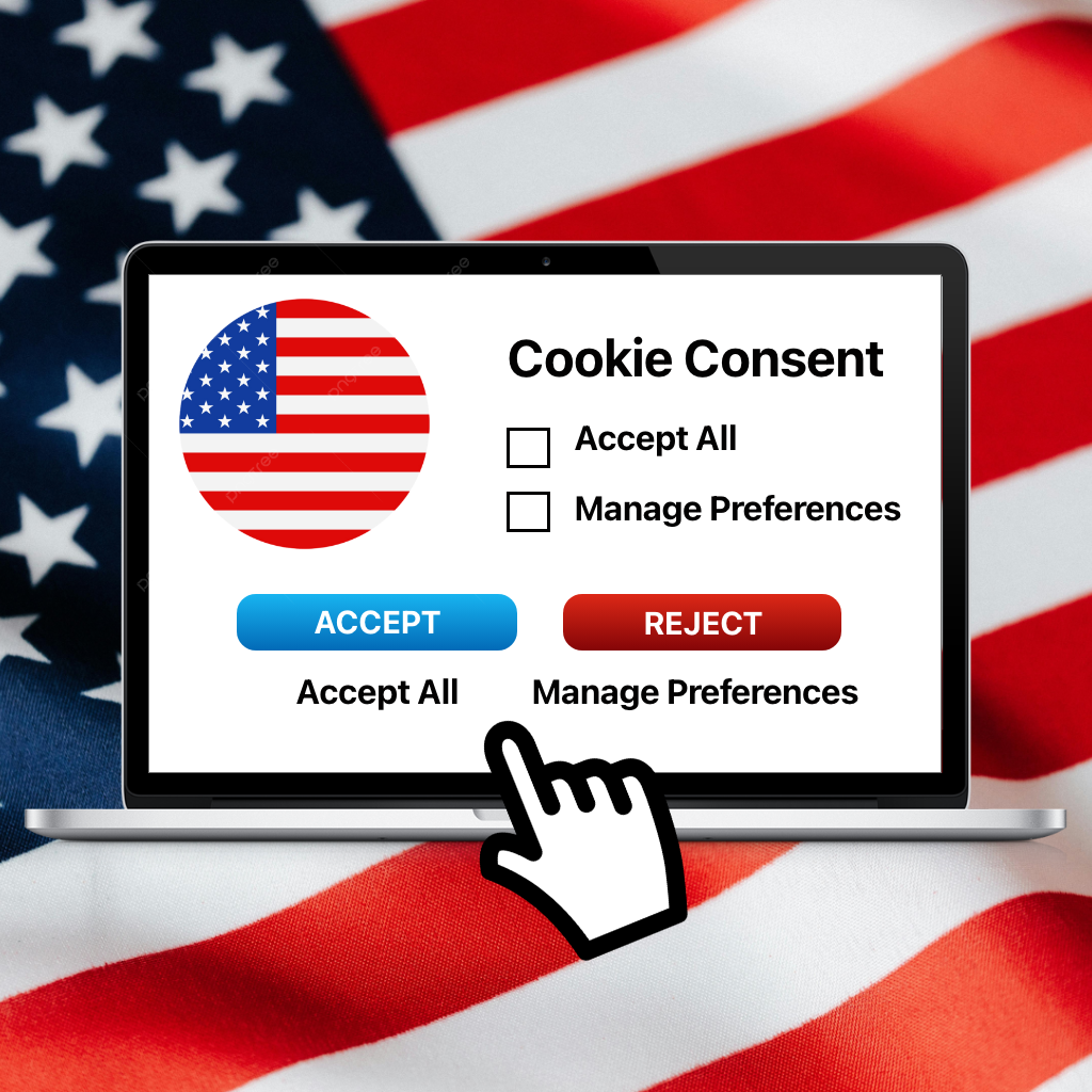 Accept or reject consent with a United States Flag in the background