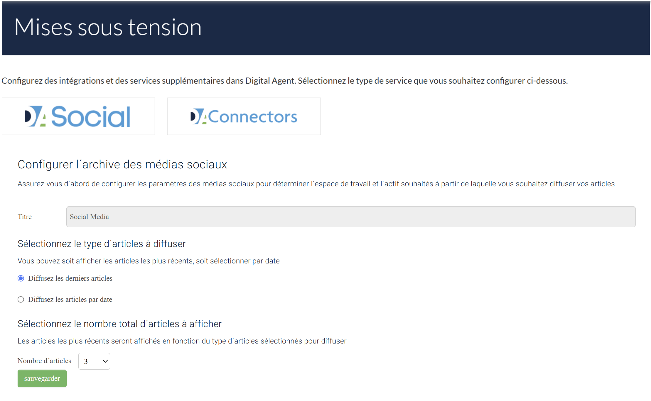 image des connecteurs et du widget de médias sociaux
